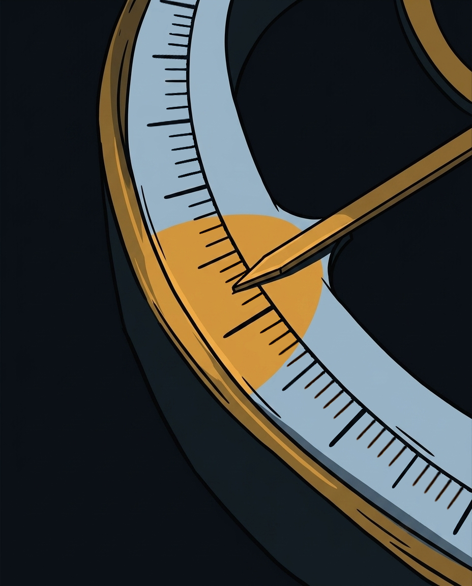 Reading the number where the bar cuts the rim scale